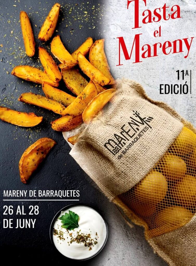 XI Fira Tasta el Mareny 2026 en Mareny de Barraquetes, feria gastronómica dedicada a la patata marenyera con productos locales, degustaciones y actividades familiares.